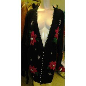 7/1122 Victoria Jones 1X Beaded Christmas Sweater